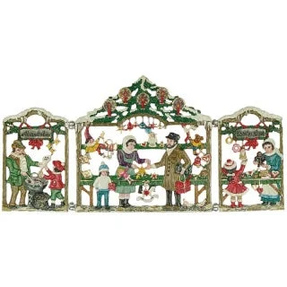 Folding Kristkindl Market Scene by Kuehn Pewter