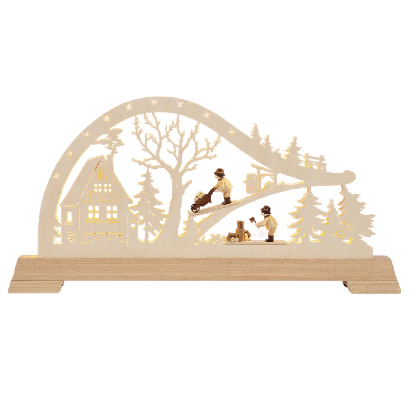 Forest Hut LED Schwibbogen with Forest Worker figures by Taulin NOT ONLINE