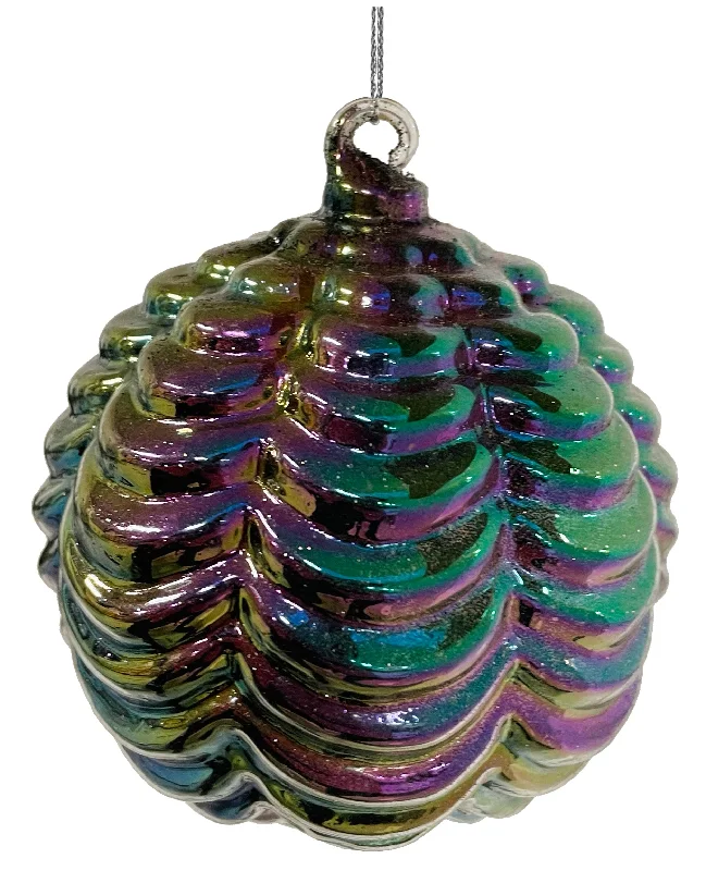 Glass Ball Frilled Purple Lustered Ornament