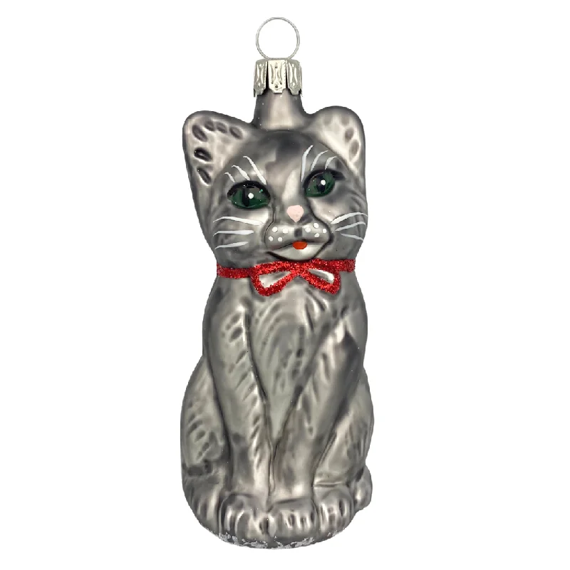 Grey Cat Ornament by Old German Christmas