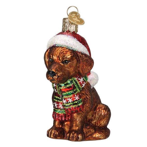 Holiday Chocolate Labrador Puppy Ornament - Old World Christmas