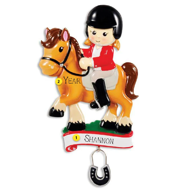 Personalized Horseback Rider Ornament - English