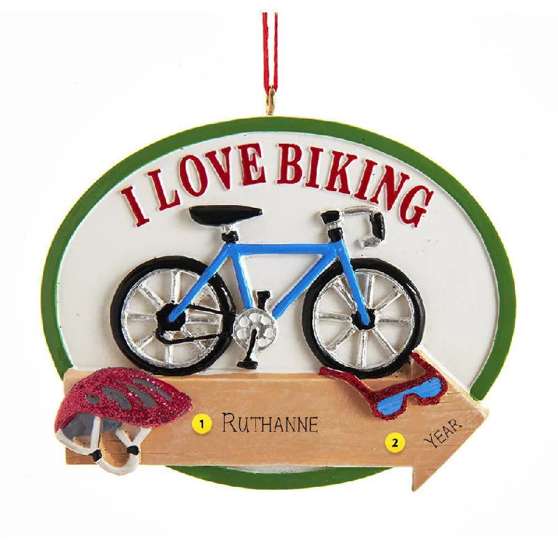 Personalized I Love Biking Bicycle Ornament