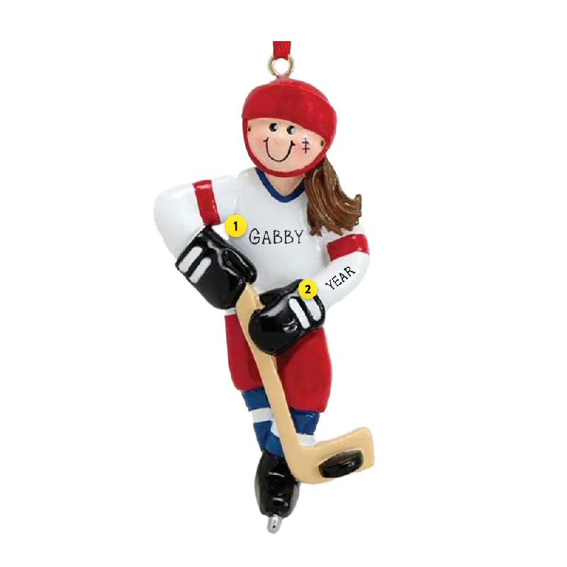 Personalized Hockey Player Ornament - Female