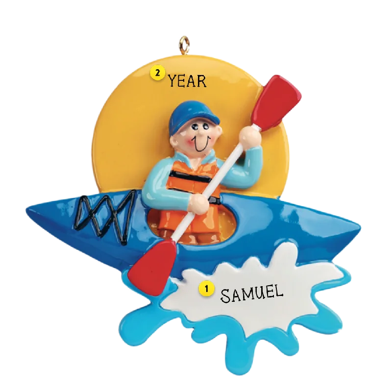 Personalized Kayak Guy Ornament