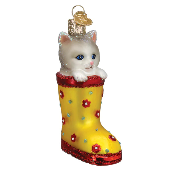 Kitten In Rain Boot Ornament - Old World Christmas