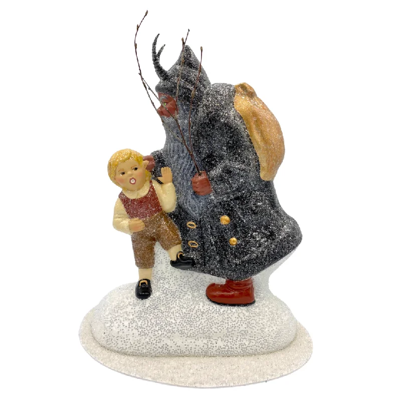 Krampus with Naughty Child, Paper Mache Candy Container by Ino Schaller