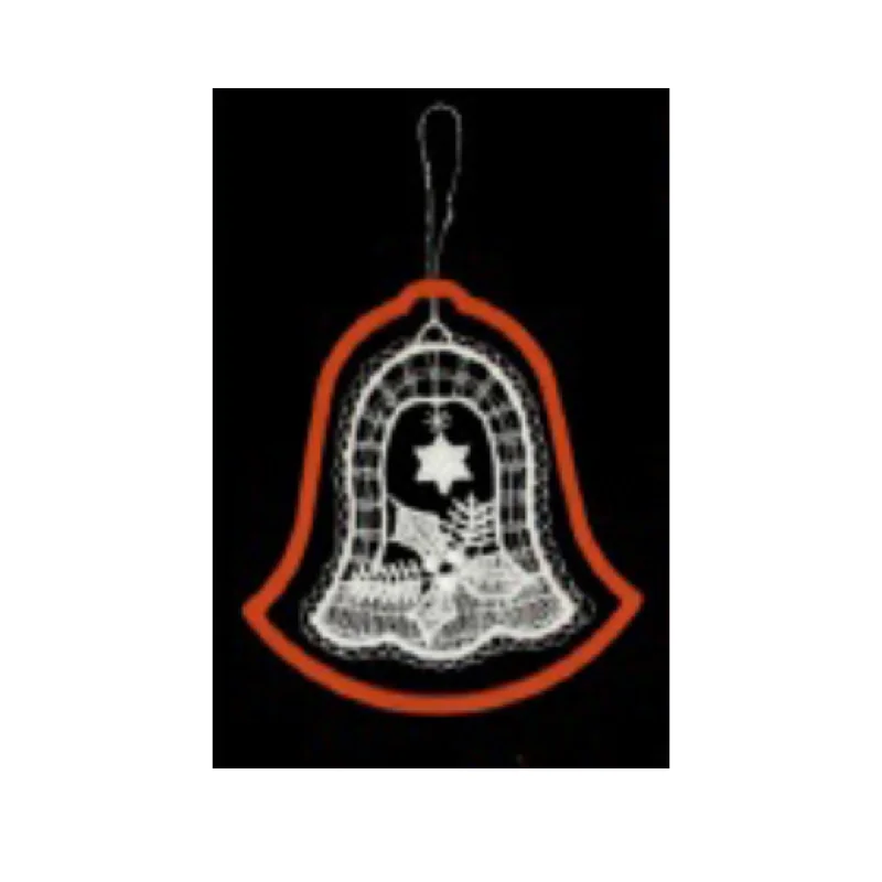 Lace Bell with Holly in Red Frame Ornament by StiVoTex Vogel