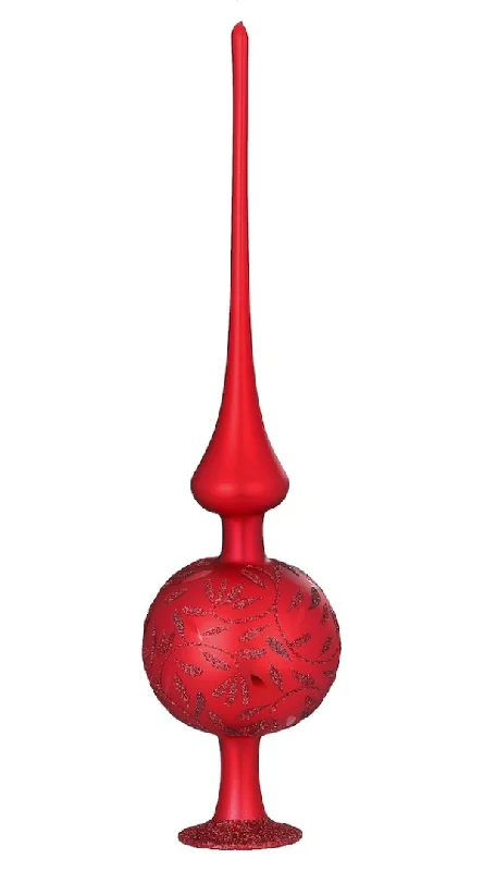 Delights Finial Tree Topper, red matte, 13" by Inge Glas of Germany