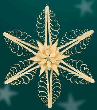 Lg Wood Star with Flat Flower Center Wall or Window Decoration by Martina Rudolph