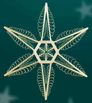 Lg Wood Star with Six Flat Trees in Center Wall or Window Decoration by Martina Rudolph