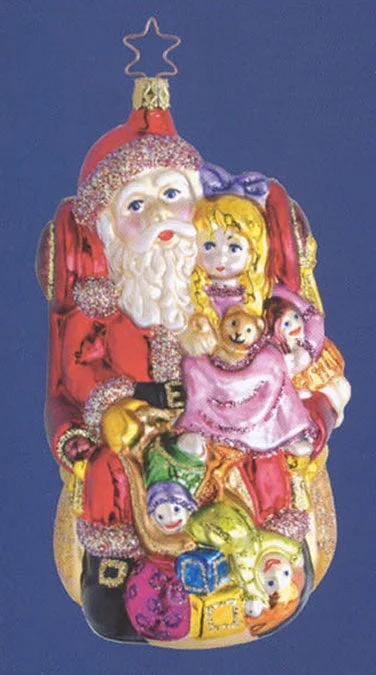 Little Girl Meeting with Santa Ornament by Inge Glas of Germany