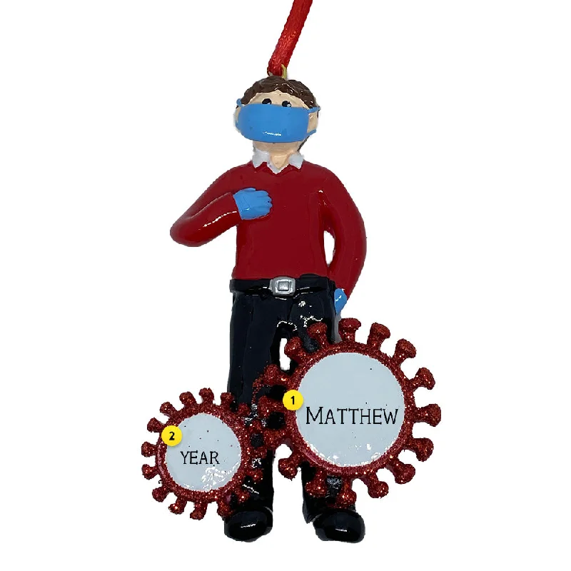 Personalized Man Wearing Mask Ornament