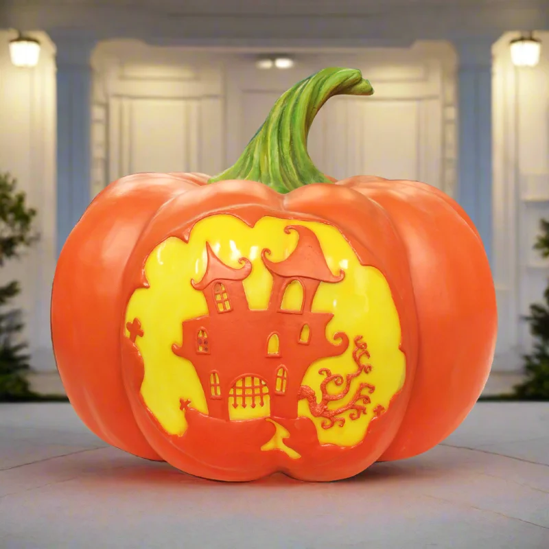 Mansion Pumpkin Lantern with Light