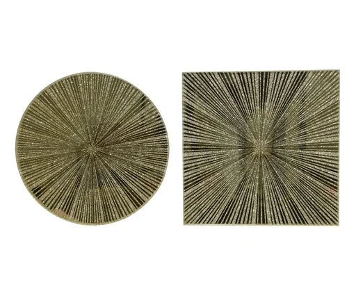 Mirror Glass Square, Circle Stripes 2 ass (sold individually)