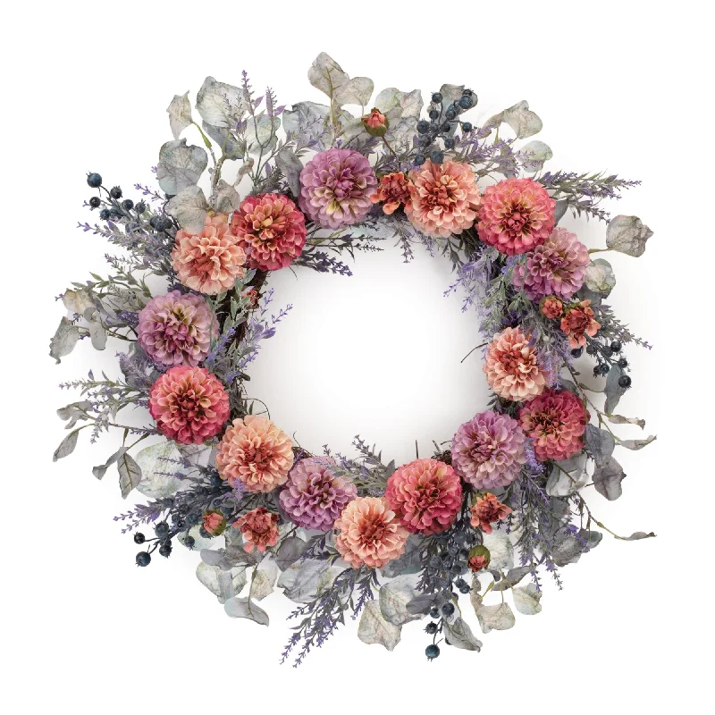 Mixed Zinnia Wreath 24"D