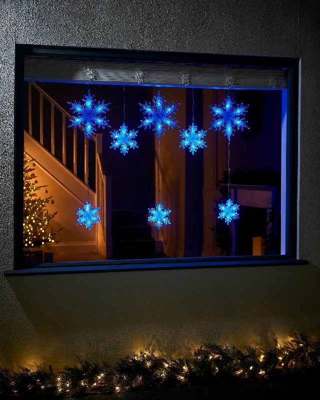 Multi-Function Snowflake Curtain Light, Blue, 1.6 m