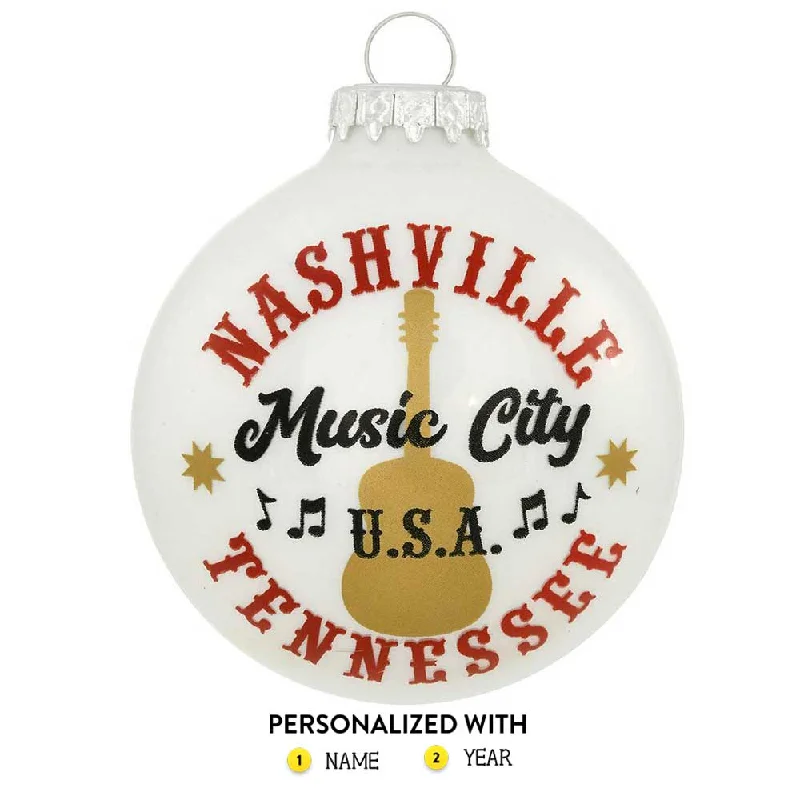 Personalized Nashville Music City Glass Bulb Ornament