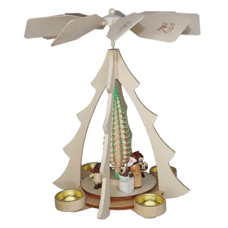 Natural Santa Claus Motif Tea Light Pyramid by Volker Zenker