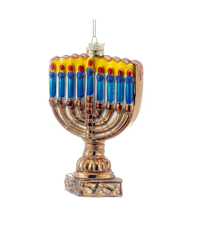 Noble Gems™ Menorah Glass Ornament