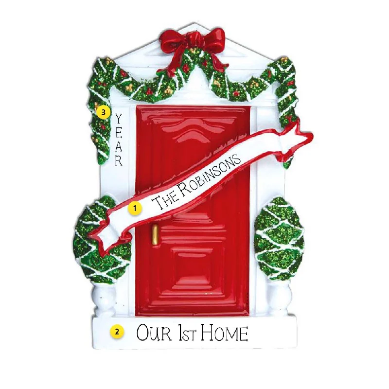 Personalized Red Decorated Door Ornament