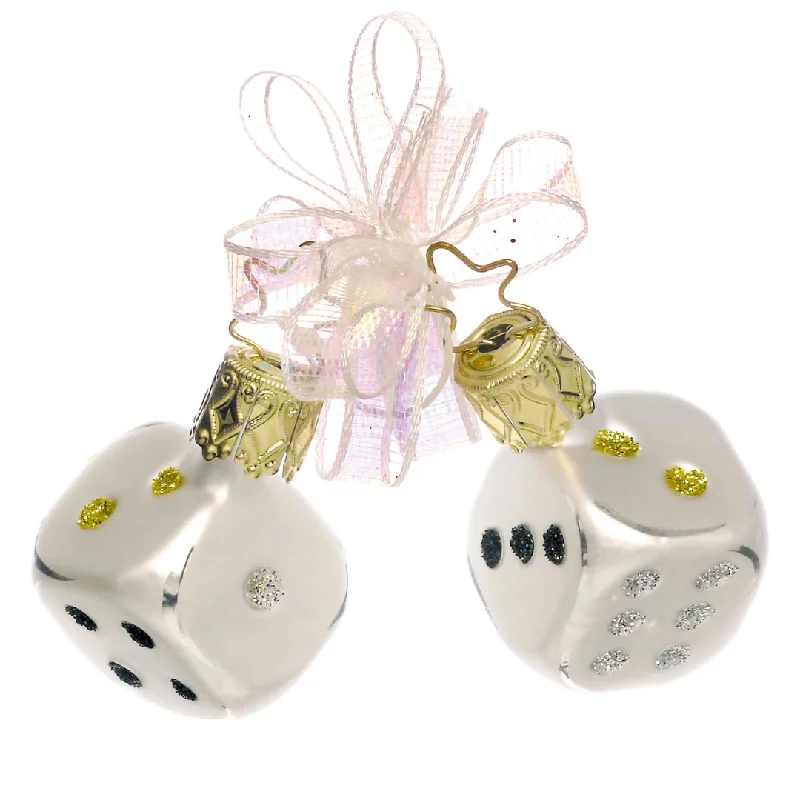 Pair of White Dice Ornament by Inge Glas of Germany