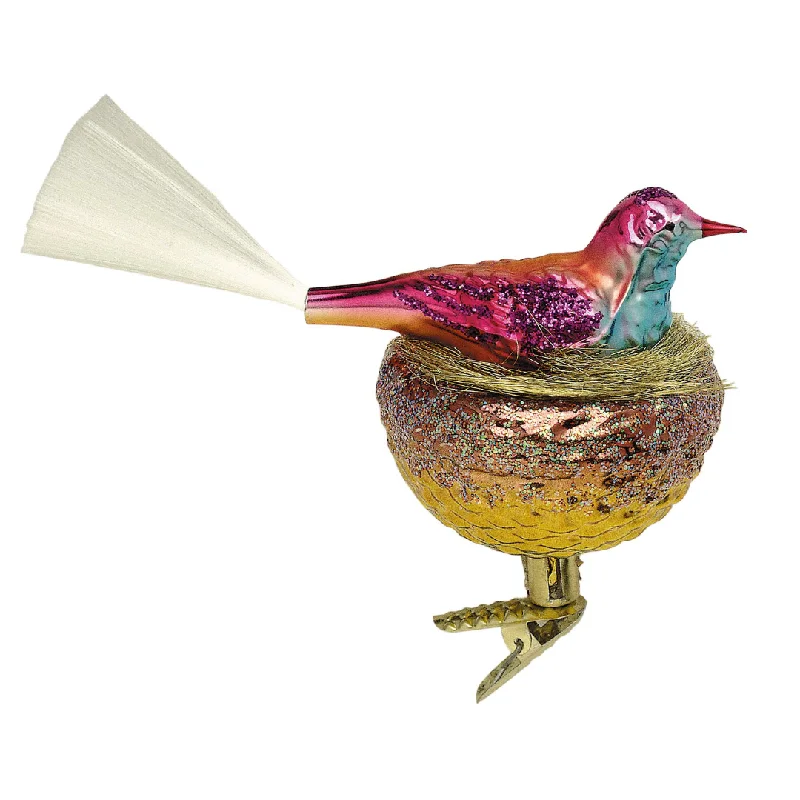 Patience Bird on Nest Ornament by Inge Glas of Germany