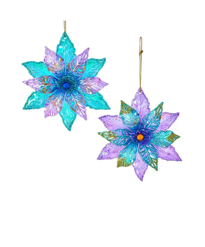 Peacock Poinsettia Acrylic Ornament (sold individually)