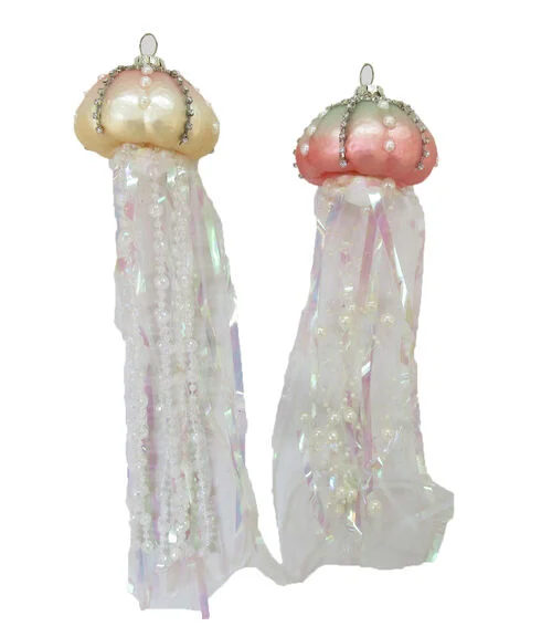 Pearlescent Jeweled Jellyfish Glass Ornament