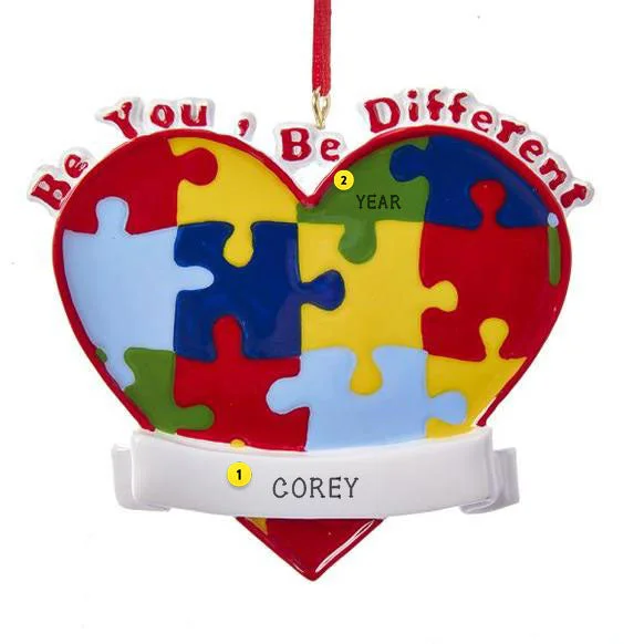 Personalized Autism Heart Ornament