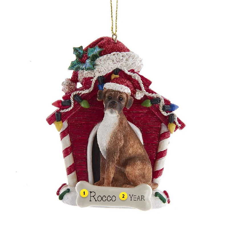 Personalized Boxer in Dog House Ornament