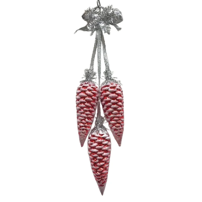 Pinecone, Triple Tied Ornament, red by Glas Bartholmes