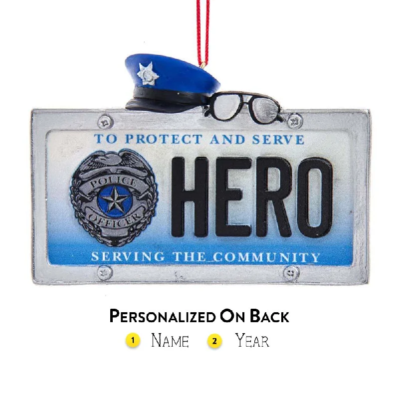 Personalized Police Hero License Plate Ornament