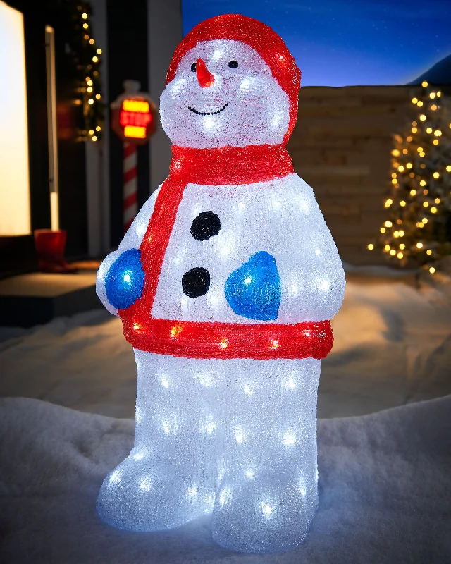 Pre-Lit Acrylic Snowman, 59 cm