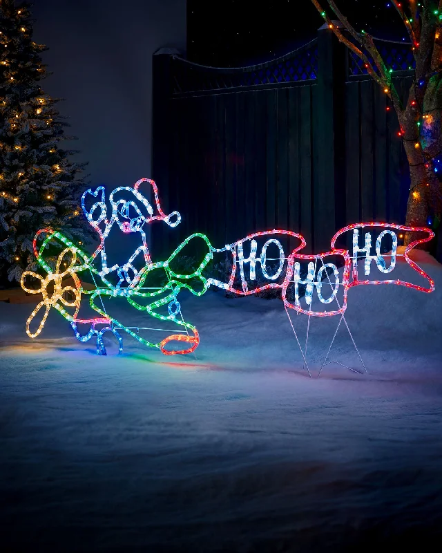 Animated Flying Santa Rope Light Silhouette, 190 cm