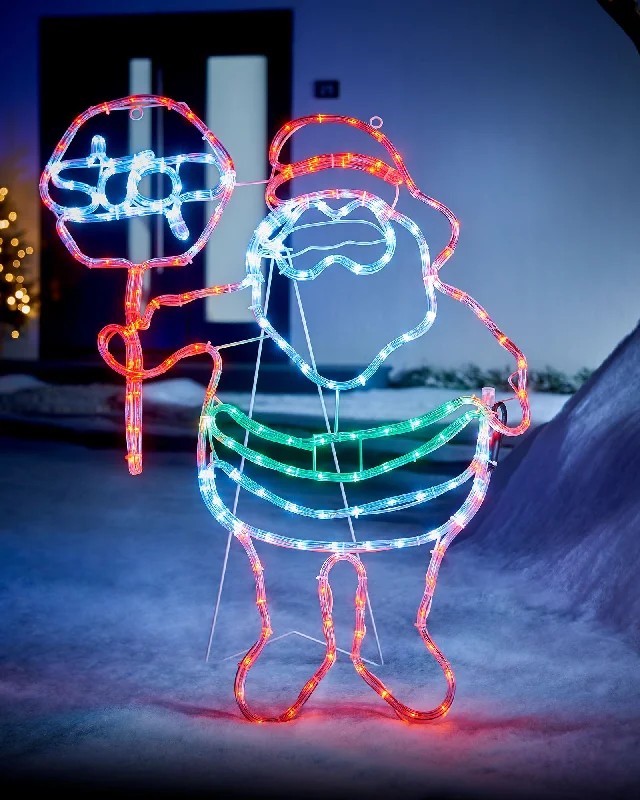 LED Santa Stop Here Rope Light Window Silhouette, 81 cm