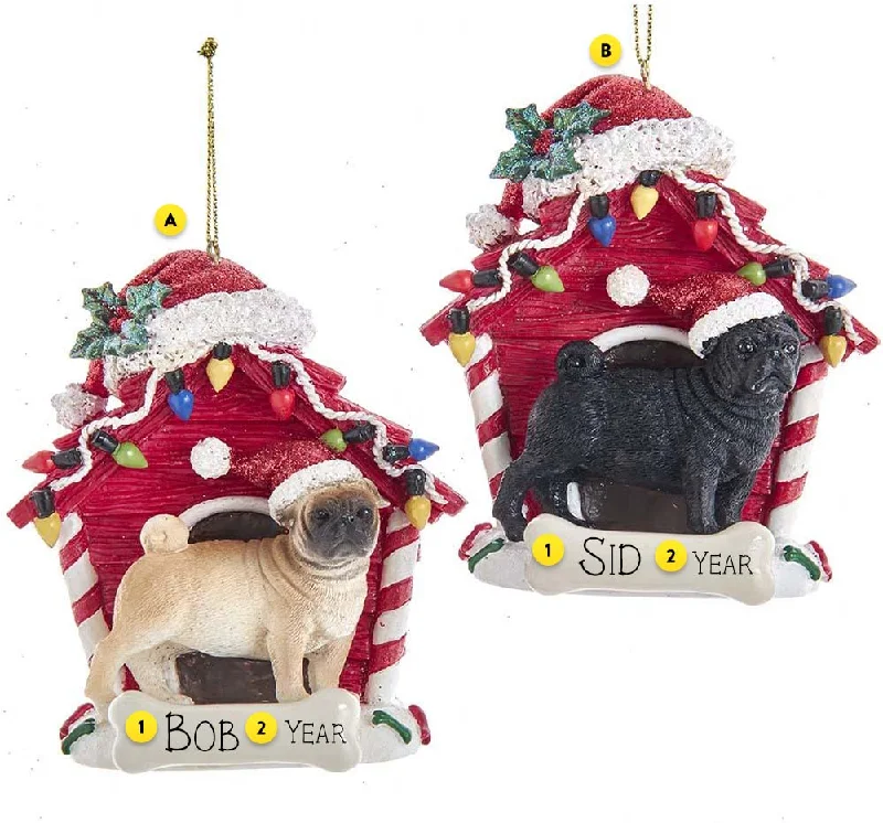 Personalized Pug in Dog House Ornament