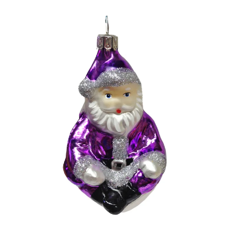 Purple Sitting Santa Ornament by Old German Christmas