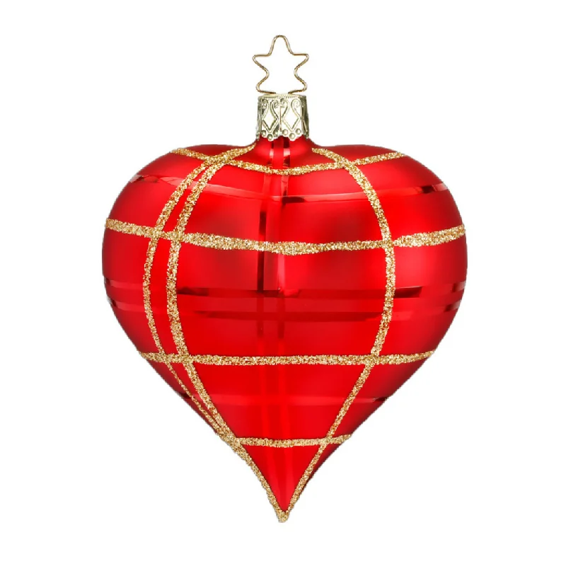 Dressy Check Heart, red and gold by Inge Glas of Germany