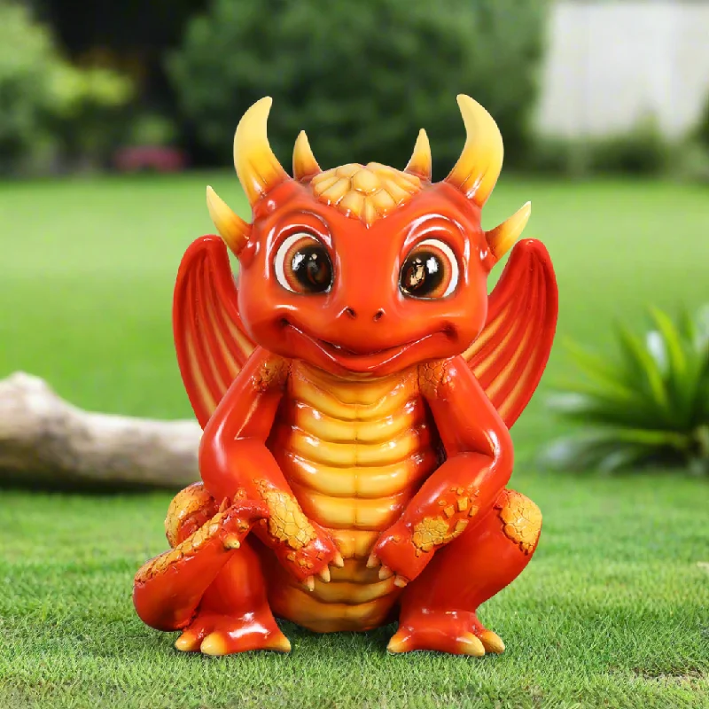 Magical Smiling Red Fire Dragon Figurine