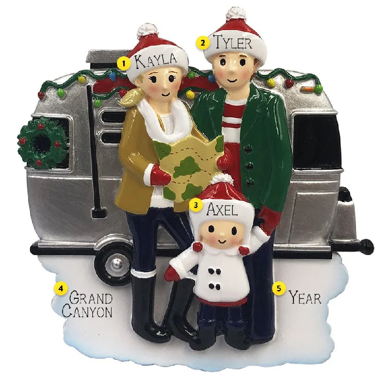 Personalized RV Family of 3 Ornament