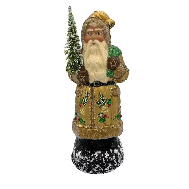 Santa, Gold with Holly Leaves Candy Container by Ino Schaller