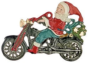 Santa on Motorcycle Ornament by Kuehn Pewter