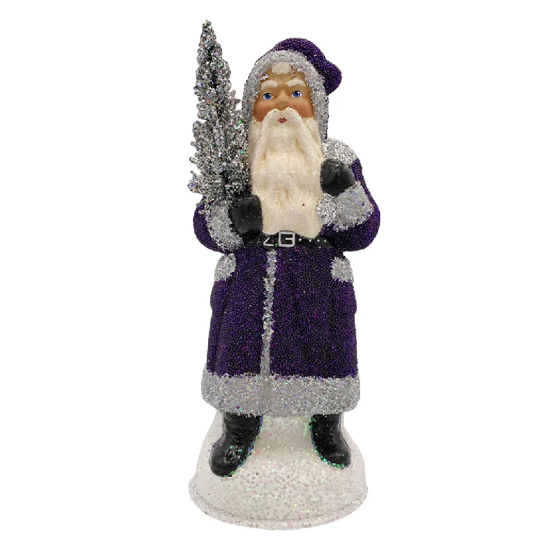 Santa, Purple Beaded, Silver Trim Candy Container by Ino Schaller