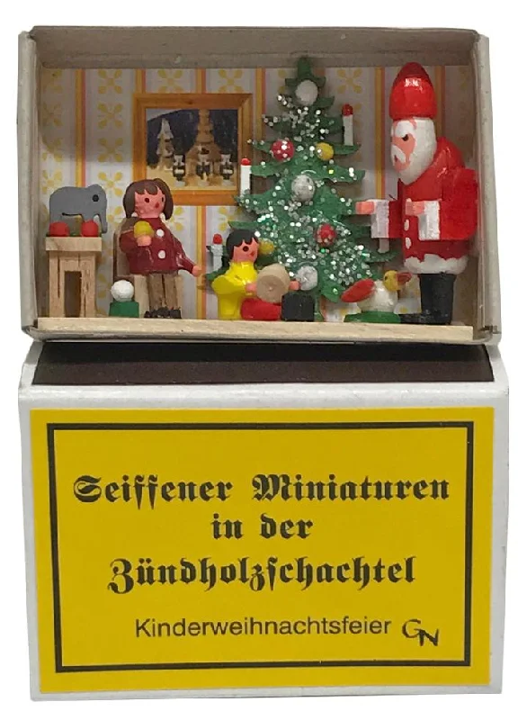 Santa with Tree and Children Miniature Matchbox Scene by the Gisbert Neuber