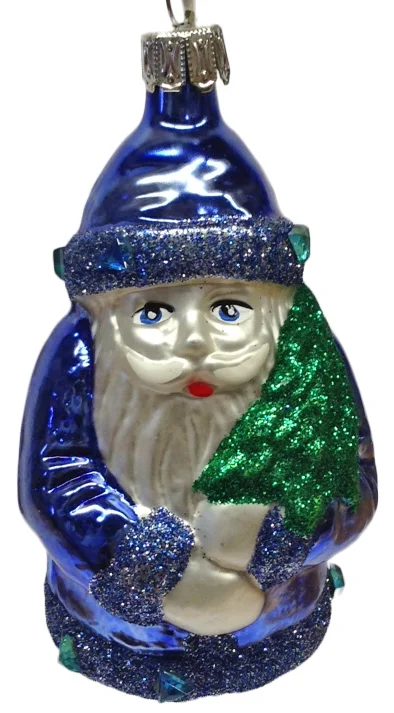 Santa with Tree in Blue Coat, Ornament by Old German Christmas