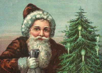 Santa with Tree Postcard by Ernst Freihoff Papierwaren