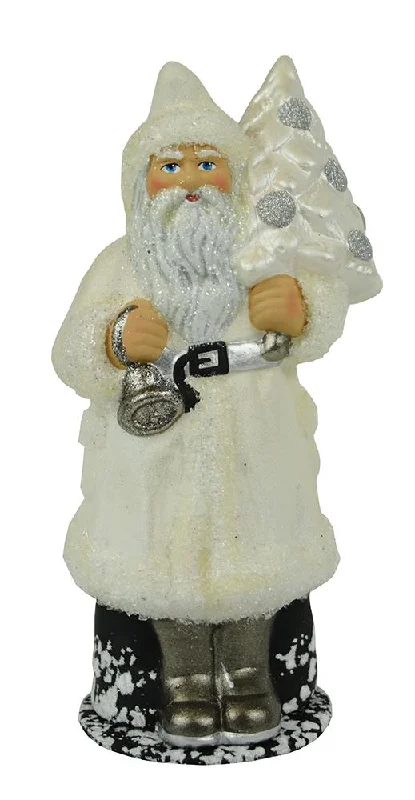 Santa White Frosted With Tree Figurine by Ino Schaller