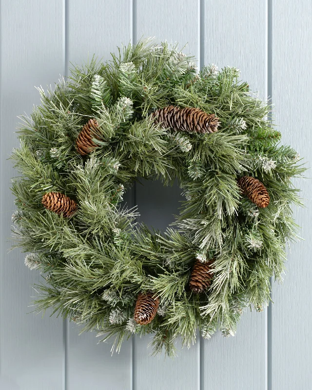 Pre-Decorated Frosted Scandinavian Blue Spruce Wreath, 50 cm