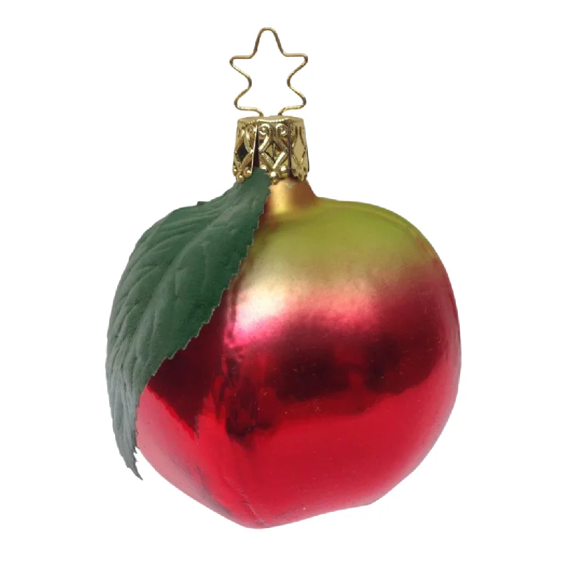 shiny Red and Green Apple Ornament by Inge Glas of Germany